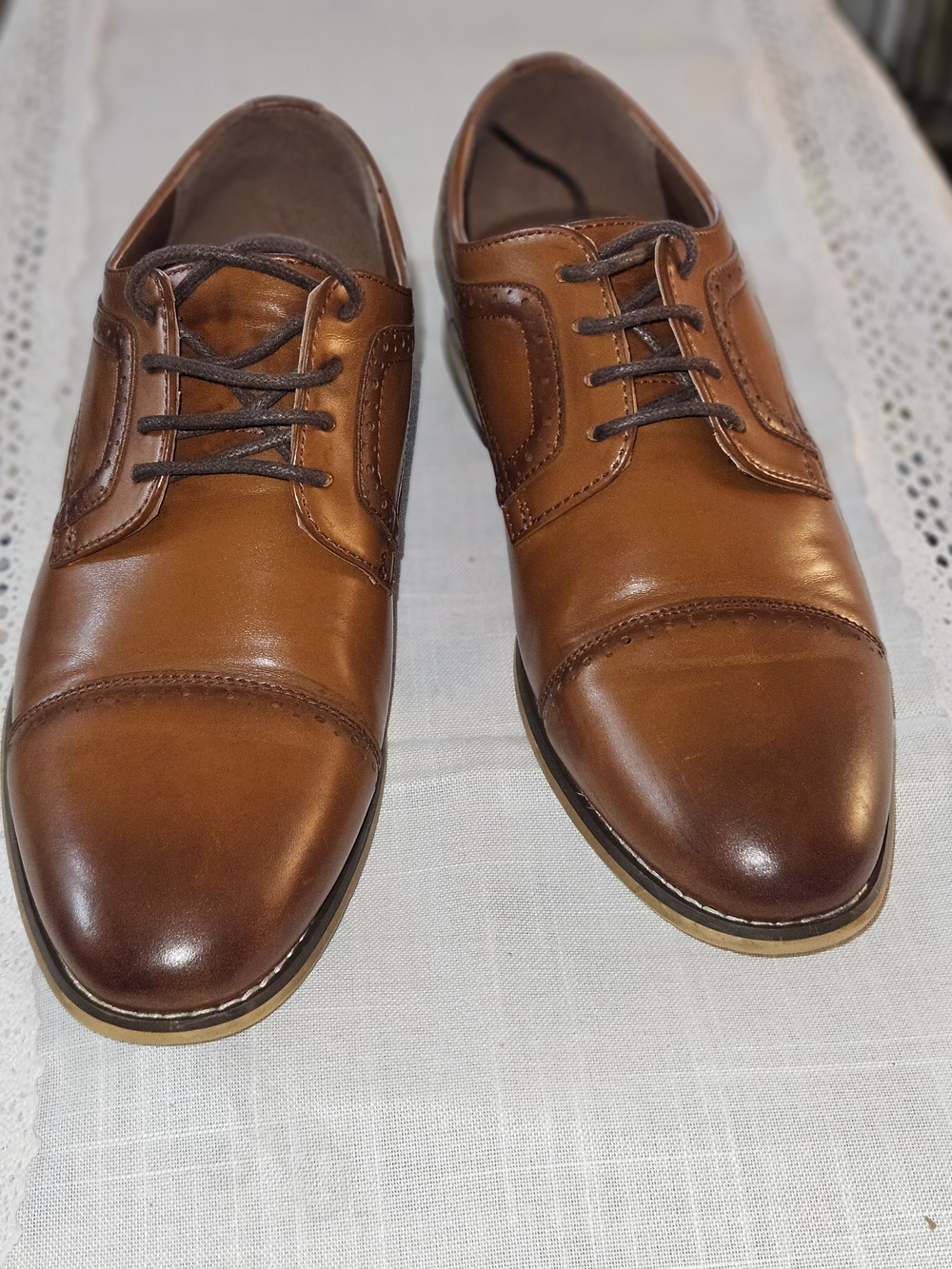 Stacy Adams Cognac Brown Cap-Toe Derby Oxfords